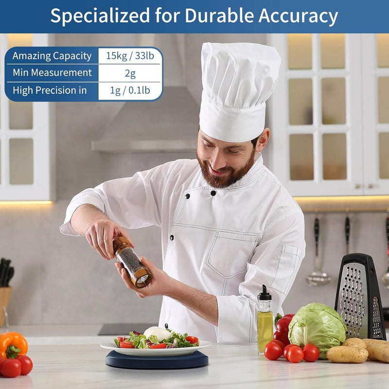 Vitafit 33lb/15kg Digital Food Scale in High Precision 0.1oz/1g, Our Own Kitchen Scale Professional Factory Since 2001, Home and Kitchen Essentials for Cooking and Baking, LED, 3*AAA Batteries, Blue - Image 4